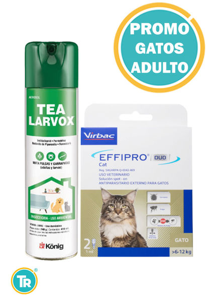Imagen de COMBO EFFIPRO DUO GATO ADULTO  6/12KG X 2 UNI + TEA LARVOX