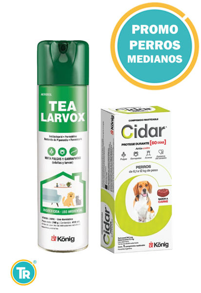 Imagen de COMBO PASTILLA ANTIPULGAS Y GARRAPATAS CIDAR 6 - 12 Kg + TEA LARVOX