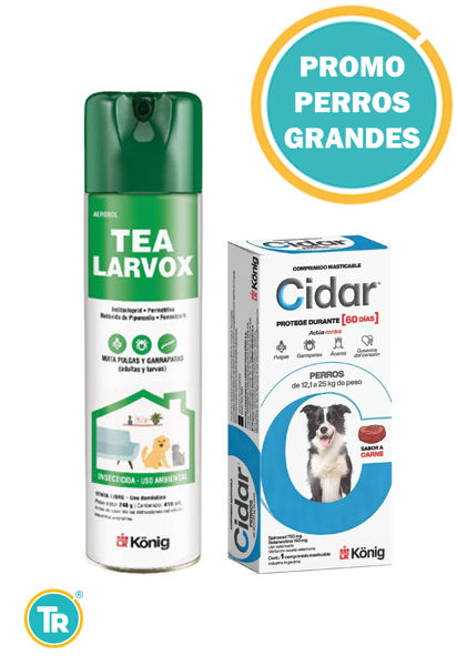 Imagen de COMBO PASTILLA ANTIPULGAS Y GARRAPATAS CIDAR 12 - 25 Kg + TEA LARVOX