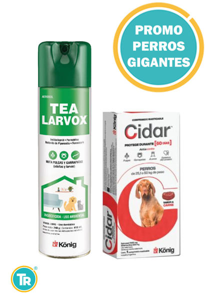 Imagen de COMBO PASTILLA ANTIPULGAS Y GARRAPATAS CIDAR 25 - 50 Kg + TEA LARVOX