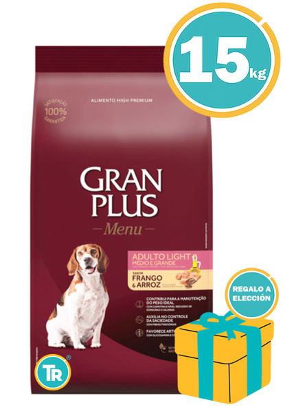 Imagen de GRAN PLUS DOG ADULTO LIGHT MED/GDE 15KG (POLLO Y ARROZ)