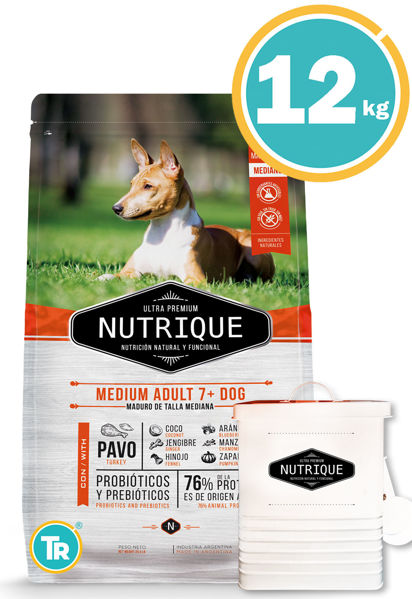 Imagen de Nutrique Perro Senior +7 Raza Mediana 12kg + Lata