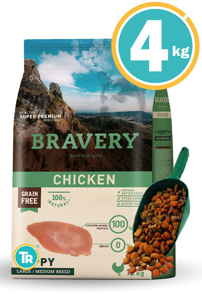 Imagen de BRAVERY PERRO CACHORRO RAZAS MEDIANAS Y GRANDES 4 KG + Pala