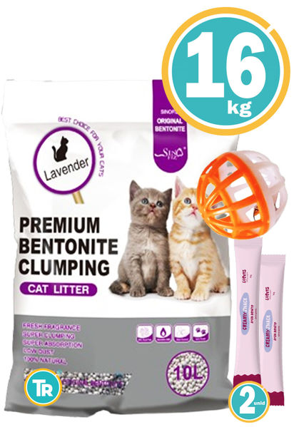 Imagen de Sanitario Bentonita Aglomerante Aromas 16kg + pelota + Salsas