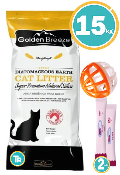 Imagen de Sanitario Gato Golden Breeze 15kg + Pelota + Salsas