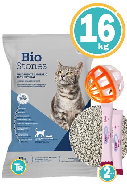 Imagen de SANITARIO PIEDRA BLANCA 16 KG + Pelota + Salsas