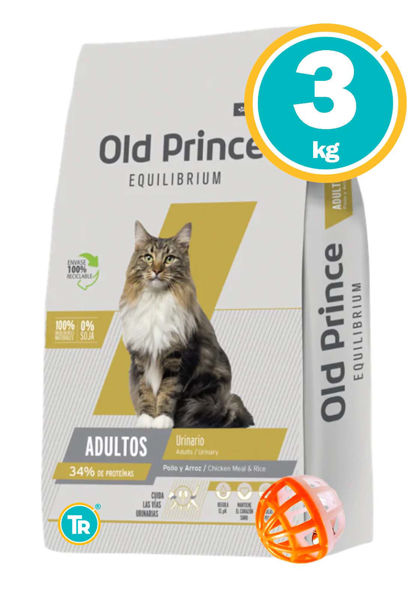 Imagen de OLD PRINCE EQUILIBRIUM GATO ADULT URINARY 3KG + PELOTA