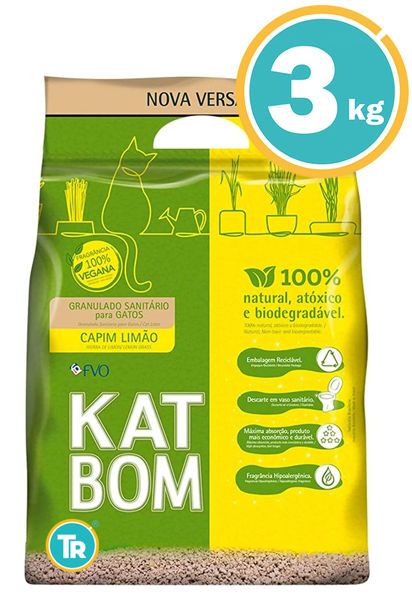 Imagen de SANITARIO KAT BOM LIMON 3KG (BIODEGRADABLE)