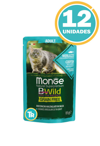 Imagen de SALSA MONGE BWILD GATO ADULTO MERLUZZO Y VEGETALES 85GR x 12