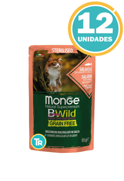 Imagen de SALSA MONGE B-WILD STERILISED SALMON Y VEGETALES 85GR x 12
