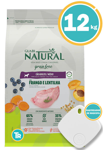 Imagen de GUABI Dog Adulto Libre de Granos Mediano 12kg Pollo y Arroz + Localizador