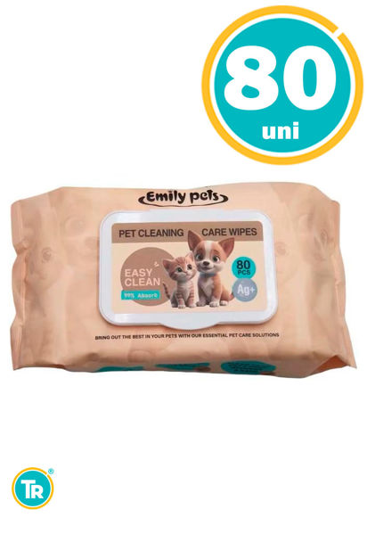 Imagen de TOALLITAS HUMEDAS EMILY PETS AG+ 80 UNIDADES