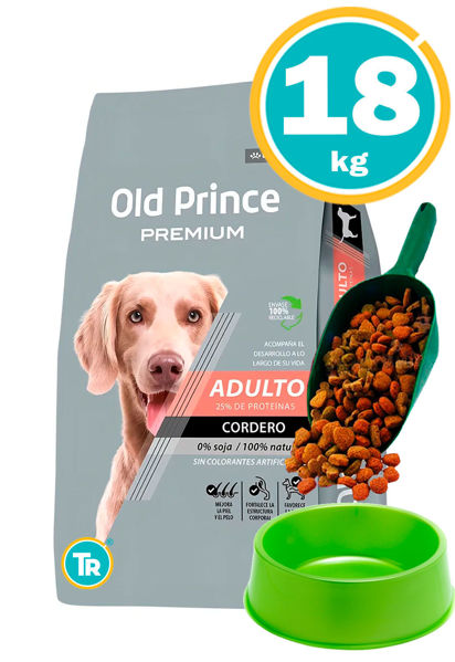 Imagen de OLD PRINCE PREMIUM CORDERO PERRO ADULTO 15 + 3KG + COMEDERO + PALA
