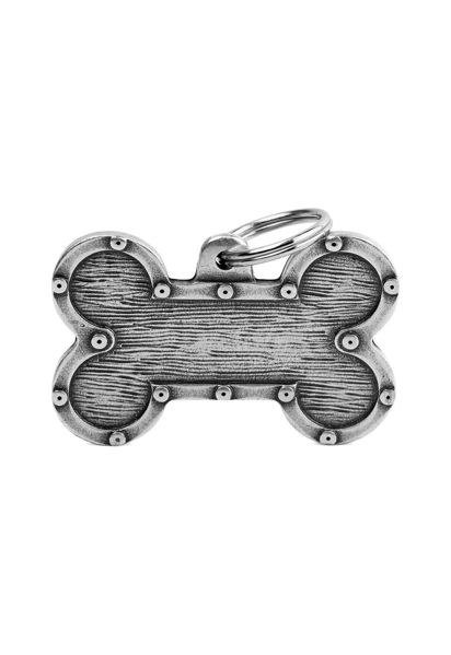 Imagen de CHAPITA IDENTIFICADORA HUESO XL FUTURISTICO PLATA ANTIGUA - FERPLAST