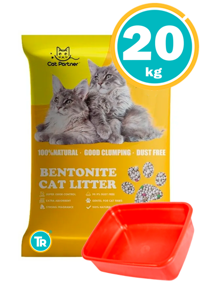 Imagen de SANITARIO PARTNER AGLOMERANTE 20KG VARIOS AROMAS + BANDEJA SANITARIA