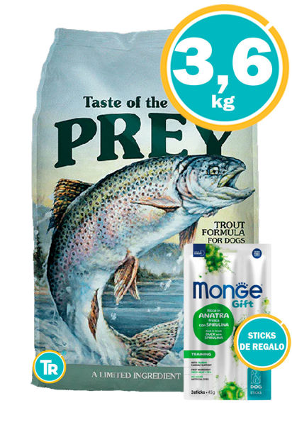 Bolsa de alimento Taste of the Wild Prey Trout 3.6KG para perro con regalo