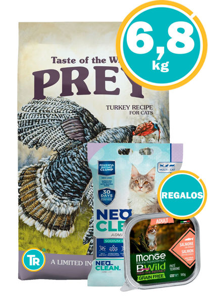 Imagen de TASTE OF THE WILD Prey Felinos Turkey 6.8KG + Sanitario + Paté B-WILD