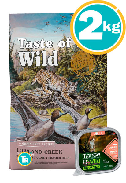 Imagen de TASTE OF THE WILD Feline Lowland Creek 2KG + Paté