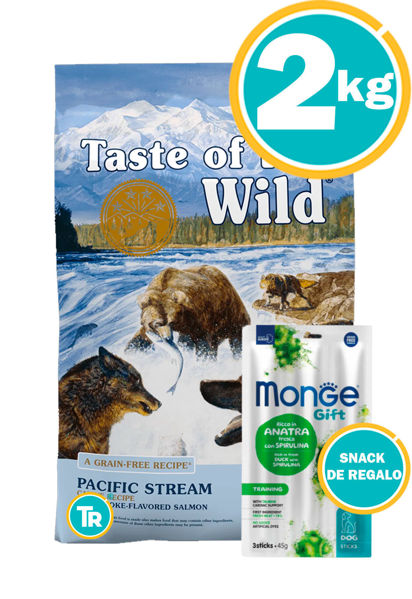 Imagen de TASTE THE WILD Canine Pacific Stream 2kg + Snack Monge