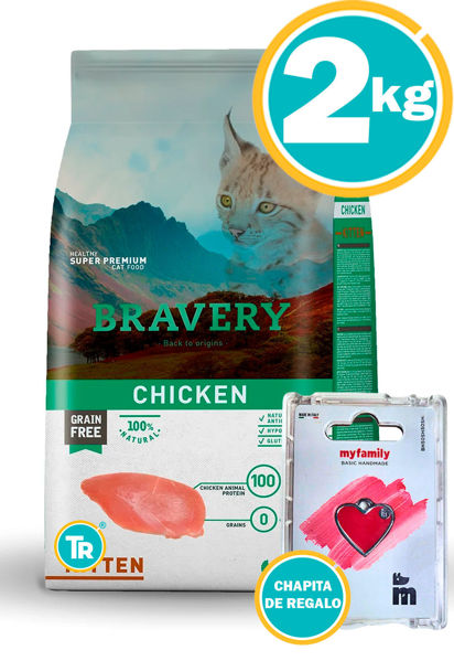 Imagen de BRAVERY GATO KITTEN POLLO 2 KG + Placa
