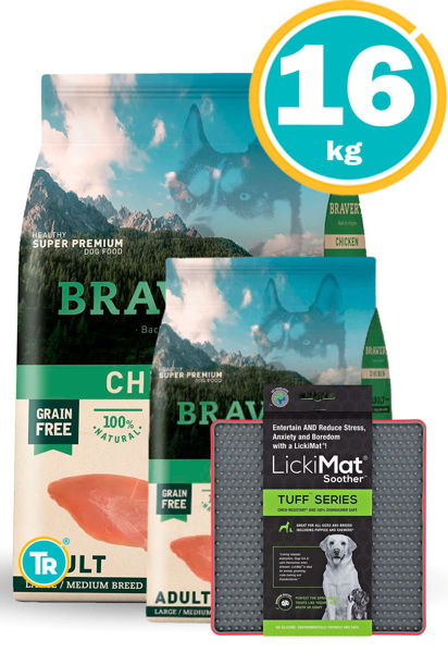 Imagen de BRAVERY Perro Adulto Razas Medianas Y Grandes 12kg + 4kg de Regalo + Lick Mat