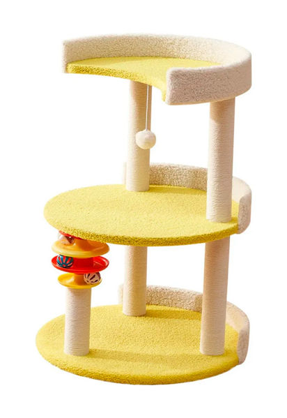 Imagen de Rascador 3 Niveles Interactivo - Color Amarillo