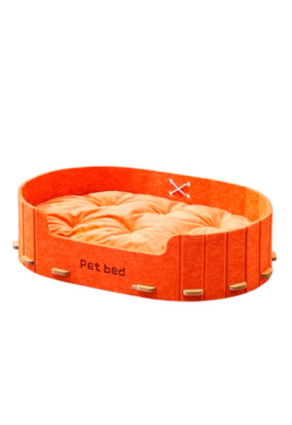 Imagen de Cama para Gato Color Naranja con Almohadón