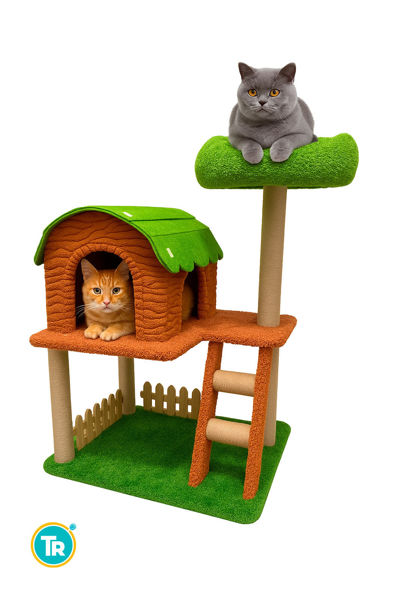 Imagen de RASCADOR P/GATO FORMA CASA 4 NIVELES