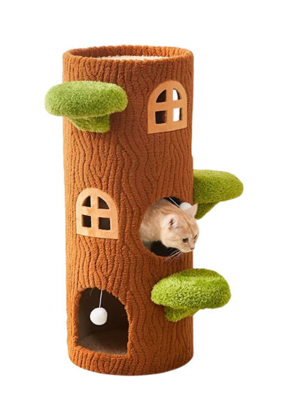 Imagen de RASCADOR P/GATO 3 NIVELES FORMA TRONCO DE ARBOL