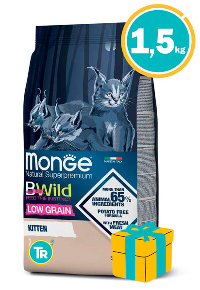 Imagen de MONGE Cat BWild Low Grain KITTEN 1.5KG + Regalo a elección