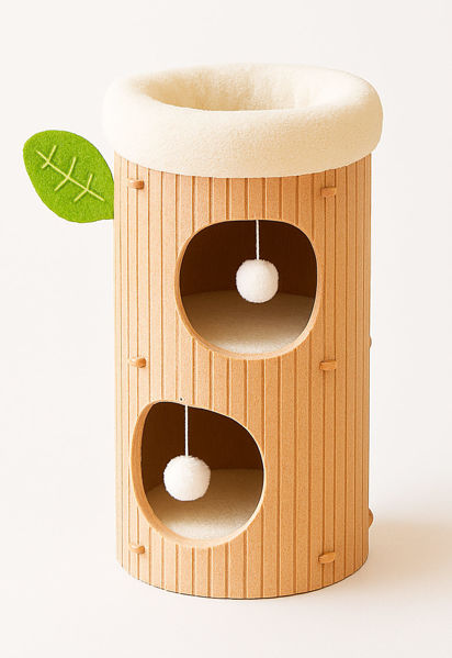 Imagen de RASCADOR P/GATO 2 NIVELES CAMEL CON ALMOHADÓN