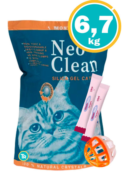 Imagen de SANITARIO NEOCLEAN SILICA GEL 6,7KG + PELOTA + SNACK