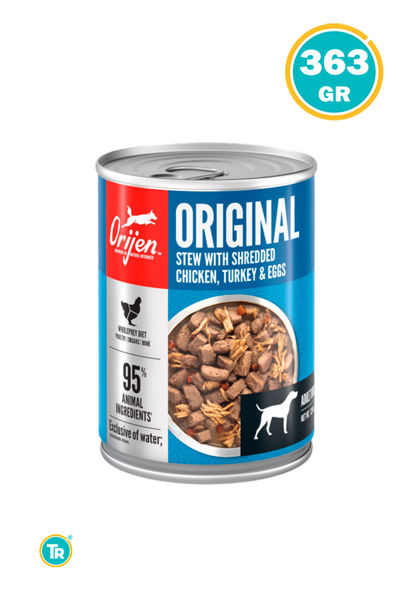 Imagen de LATA ORIJEN CHICKEN, TURKEY & EGGS  PERRO 363 GR