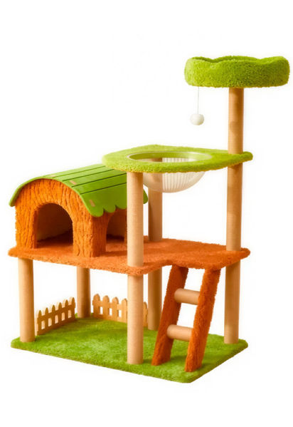 Imagen de RASCADOR P/GATO FORMA CASA 4 NIVELES