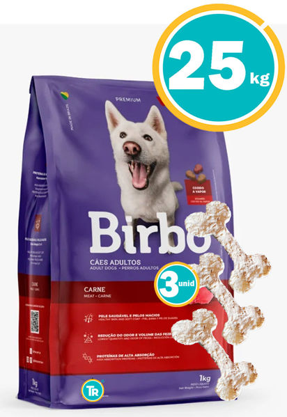 Imagen de BIRBO PERRO ADULTO CARNE 25KG + HUESITOS
