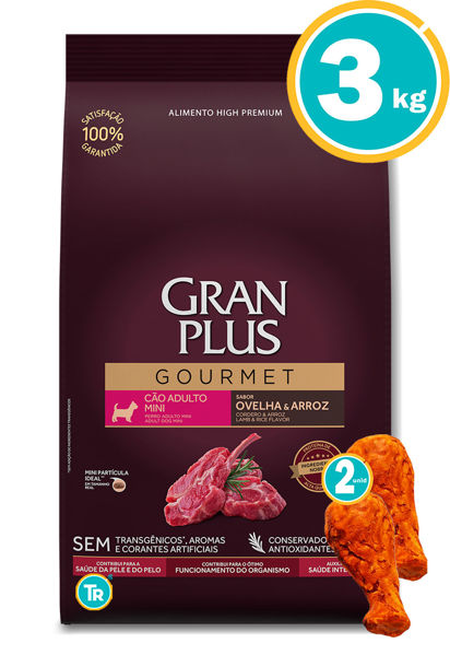 Imagen de GRAN PLUS GOURMET ADULTO RAZA PEQ/MINI 3KG CORDERO Y ARROZ + REGALO