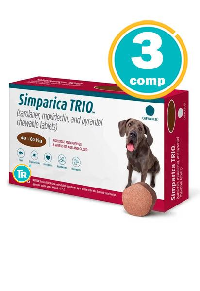 Imagen de SIMPARICA TRIO PERRO 72MG  40 A 60KG KIT 3 UNIDADES
