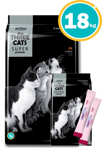 Imagen de Three Cats Super Premium Gato Castrado Salmón 18kg (15+3 fracc)