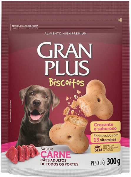 Imagen de Snack Gran Plus Biscoitos perro adulto sabor Carne-  300grs