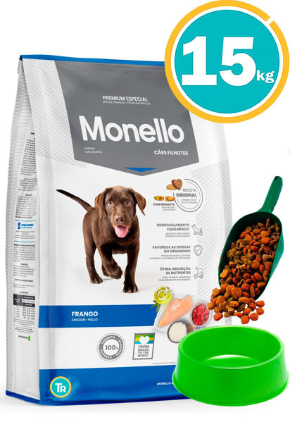 Imagen de MONELLO Perro Cachorro 15kg (POLLO)+ Comedero y Pala dosificadora