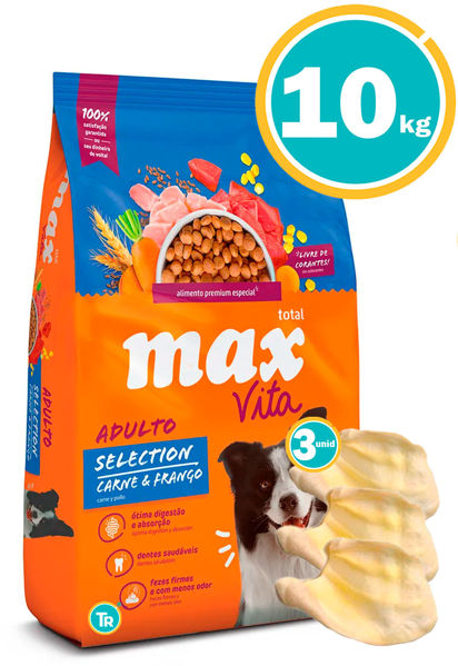 Imagen de MAX VITA PERRO ADULTO SELECTION 10KG + Orejas de vaca