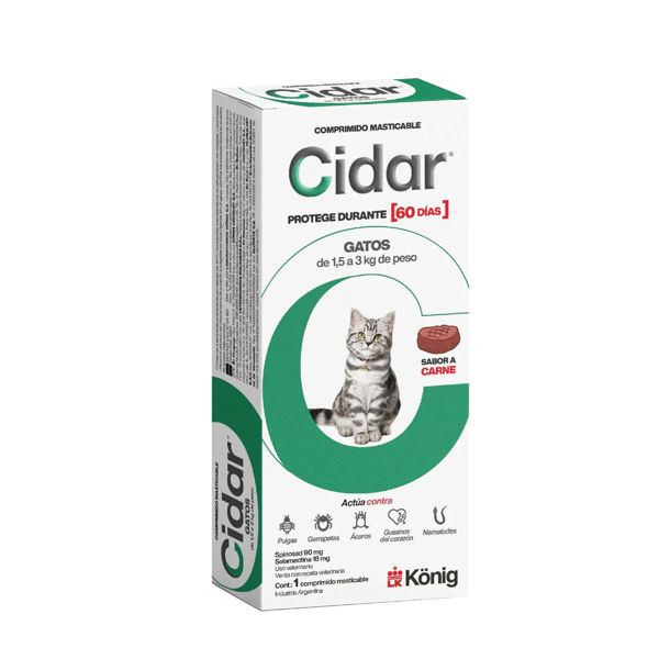 Imagen de Cidar Antiparasitario externo/interno para gatos  1.5 a 3kg