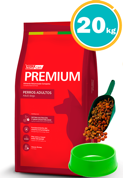 Imagen de VITALCAN PREMIUM PERRO ADULT X 20 KG + Pala dosificadora + Comedero