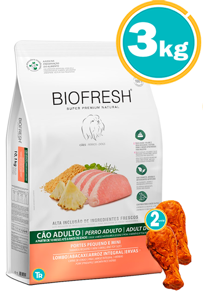 Imagen de BIOFRESH ADULTO RAZAS PEQUEÑAS 3 KG CERDO Y ANANÁ + PATAS DE POLLO