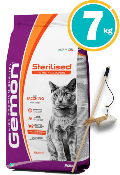 Imagen de GEMON Alimento Gato Sterilised Turkey 7kg +  Varita