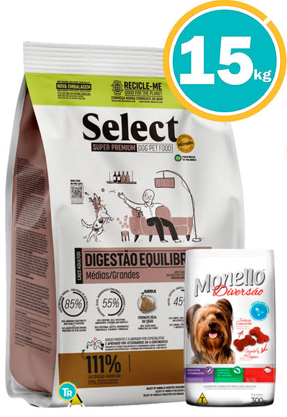 Imagen de SELECT Perro Adulto Digestión Equilibrada Med/Gde 15kg + snack diversao