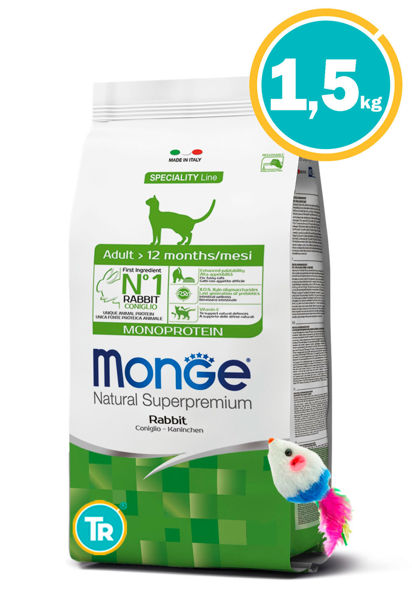 Imagen de MONGE Cat Monoprotein Adult Conejo 1.5 KG + Ratón