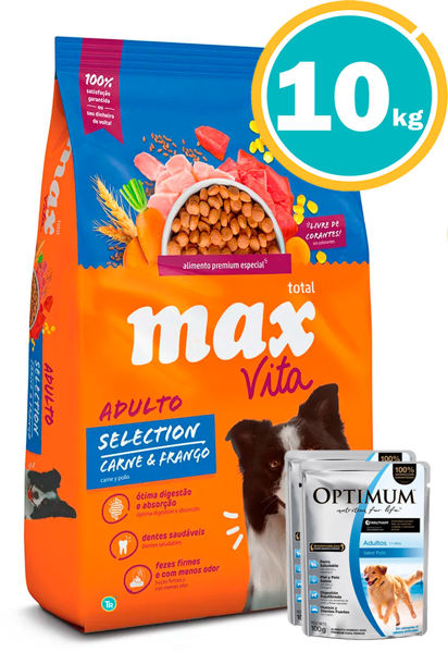 Imagen de MAX VITA PERRO ADULTO SELECTION 10KG + salsas optimum