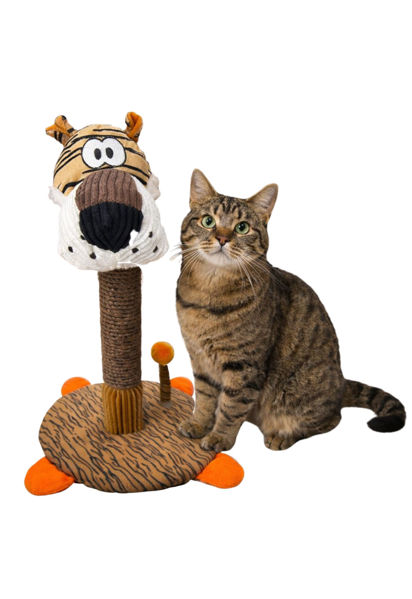 Imagen de Rascador con masajeador y pompón GATOS