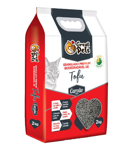 Imagen de SANITARIO GREAT PETS TOFU 2KG CARBON ACTIVADO